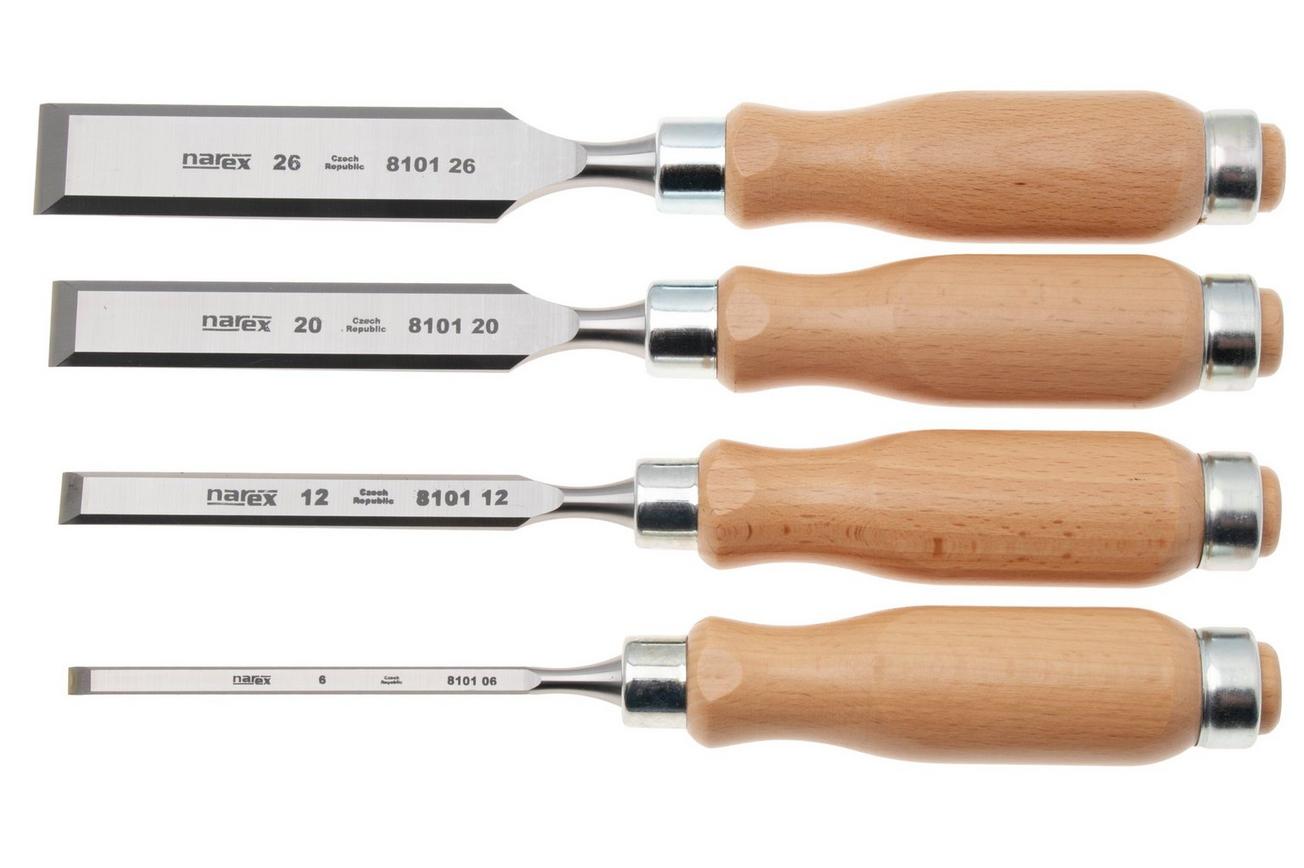 Narex Wood Line Profi Bevel Edge Chisel Set 863010, beitelset 6-12-20-26 mm, 4-delig