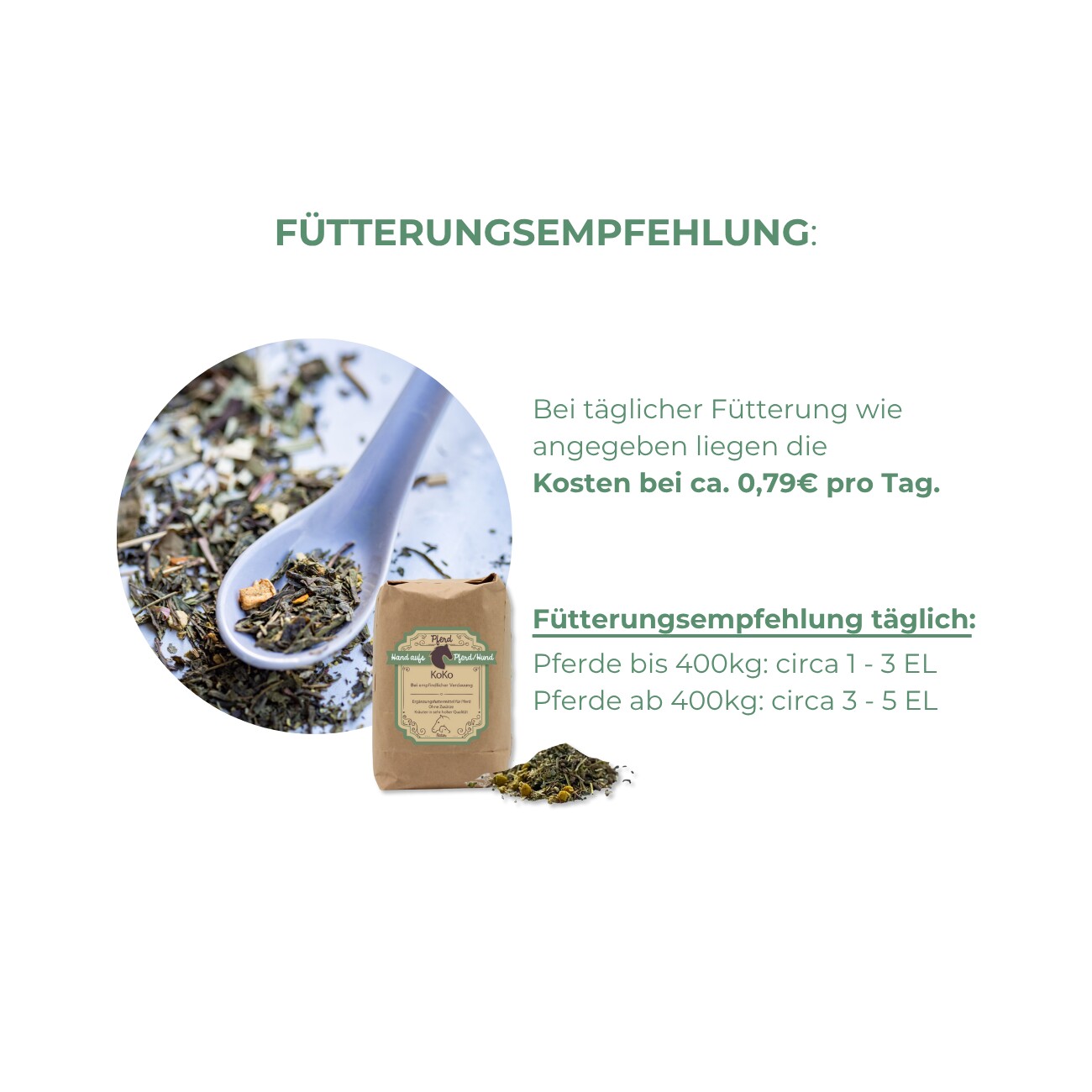 Hand aufs Pferd/Hund Verdauungs Kräuter für Pferde – KoKo 1kg