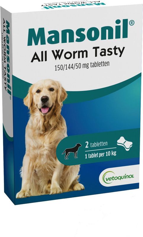 Mansonil All Worm Tasty Ontworming Tabletten Hond 2 tabletten
