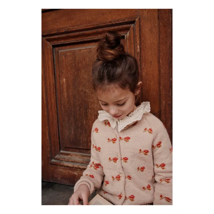 Emile et Ida Cardigan Jacquard Fleuri | Rose pâle