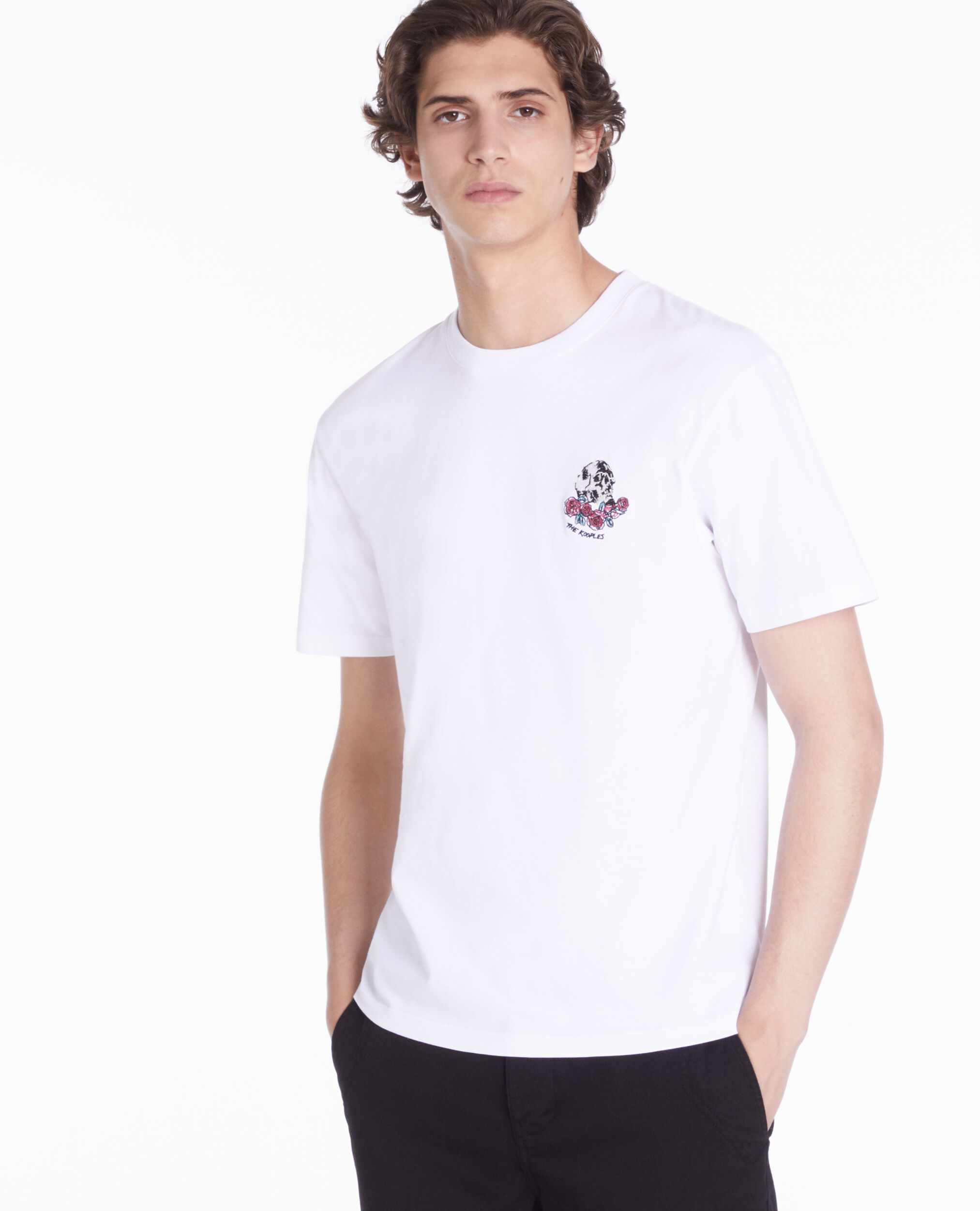T-shirt blanc avec broderie Vintage skull