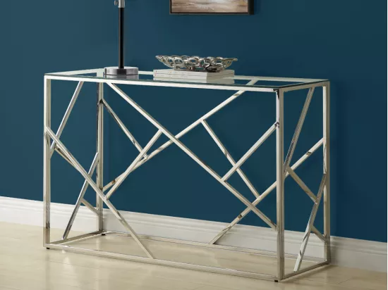Console ATHENA de Pascal MORABITO - Verre trempé et acier - Chromé