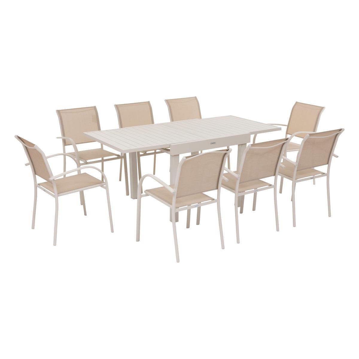 TABLE PIAZZA EXTENSIBLE ALUMINIUM ARGILE 8 PLACES