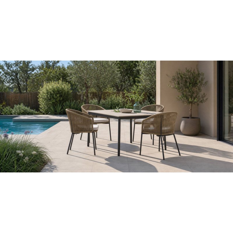 Chaise Yanet - corde - pieds acier galvanisé