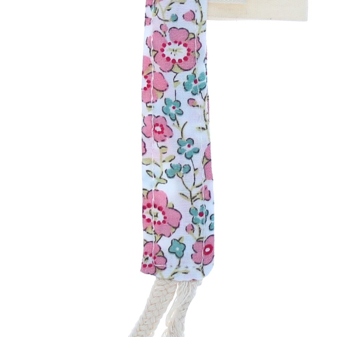 Attache tétine cœur fleurs roses Amande