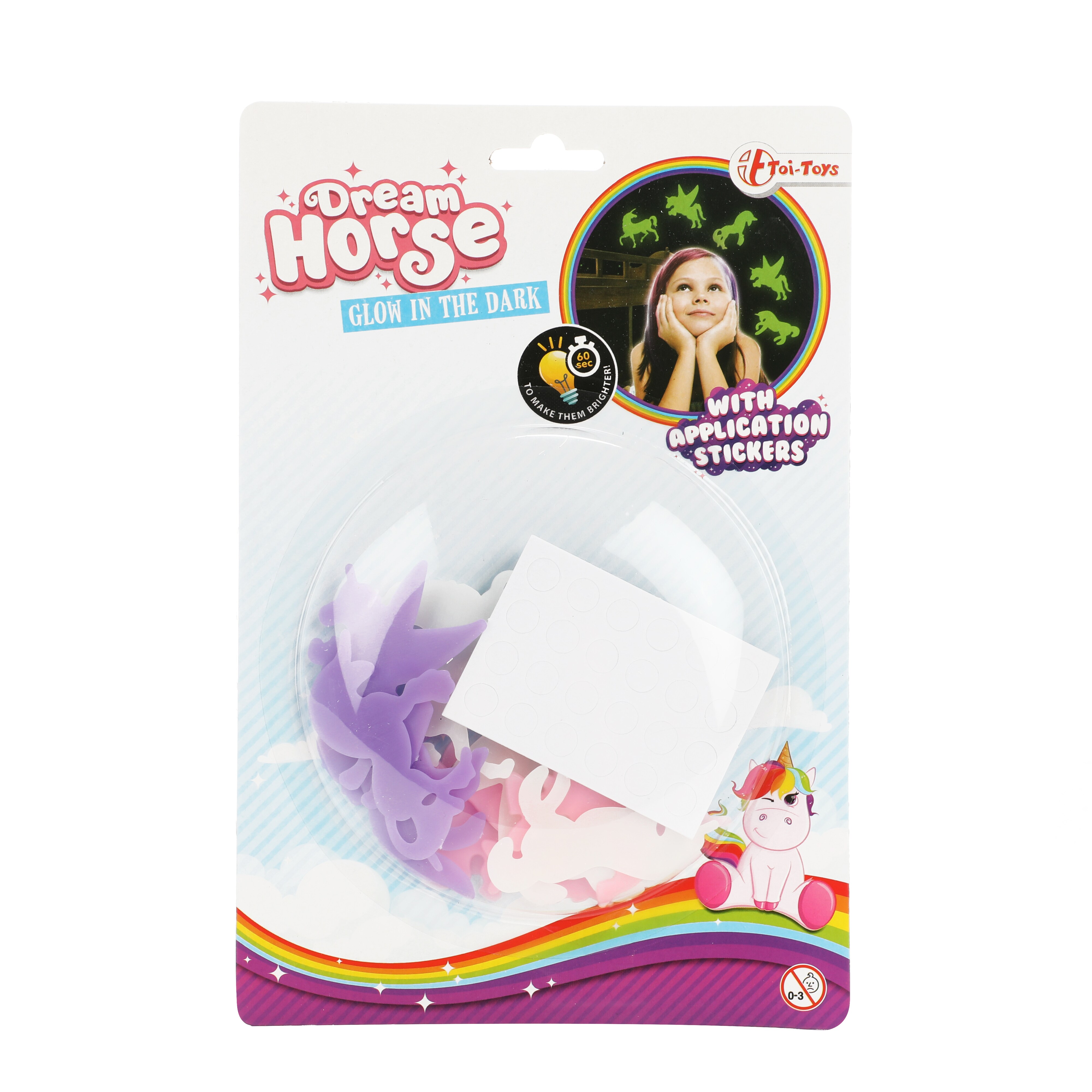 Toi-Toys - DREAM HORSE Glow in The Dark Shapes Einhorn-Aufkleber (12 Stück) Application Stickers