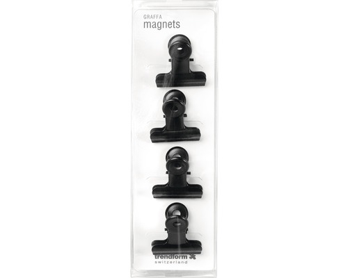 Graffa decoratieve magneetklemmen, set van 4, zwart