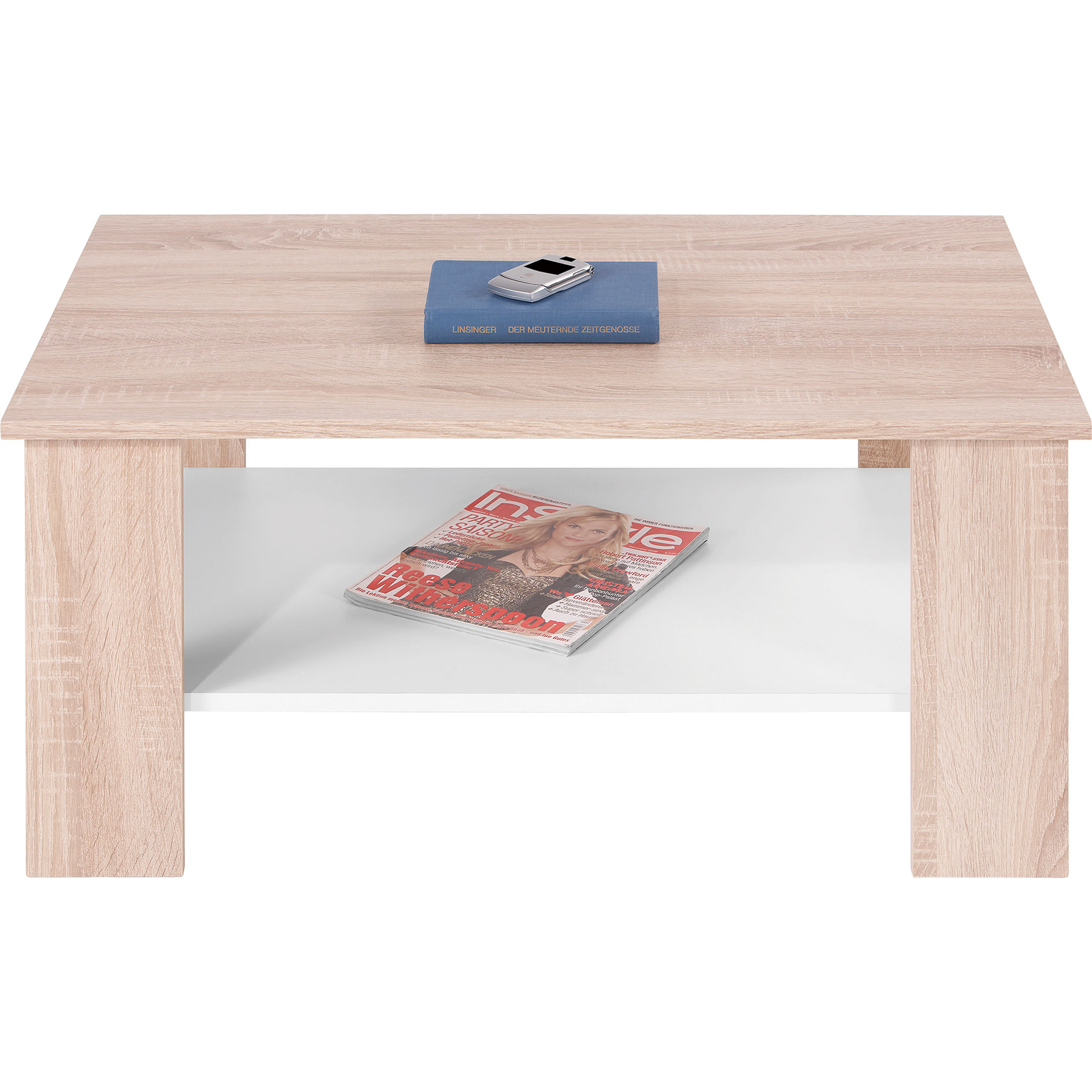 Couchtisch - Sonoma Eiche - weiß - 90 cm breit