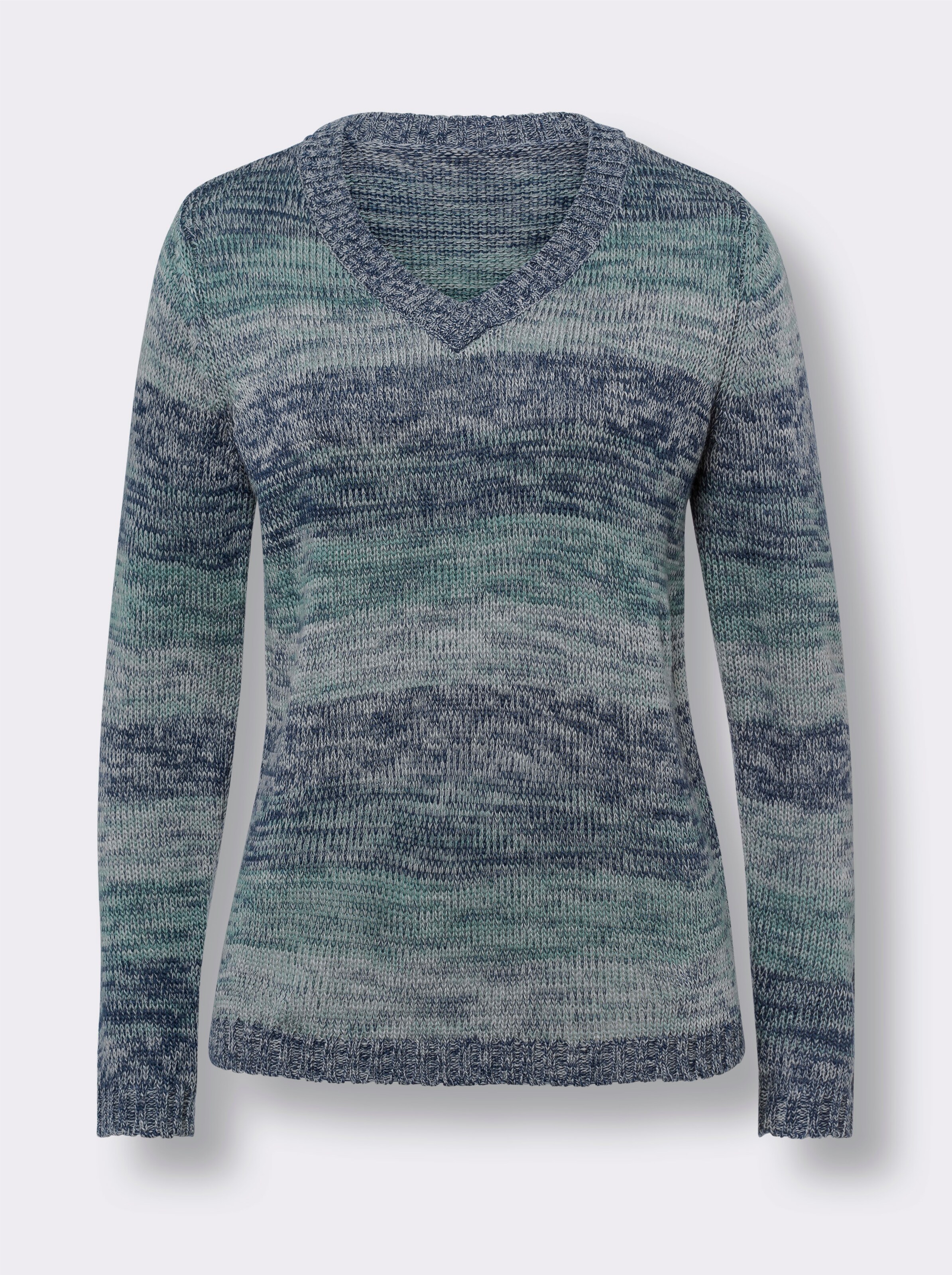 V-Ausschnitt-Pullover aus Melangestrick