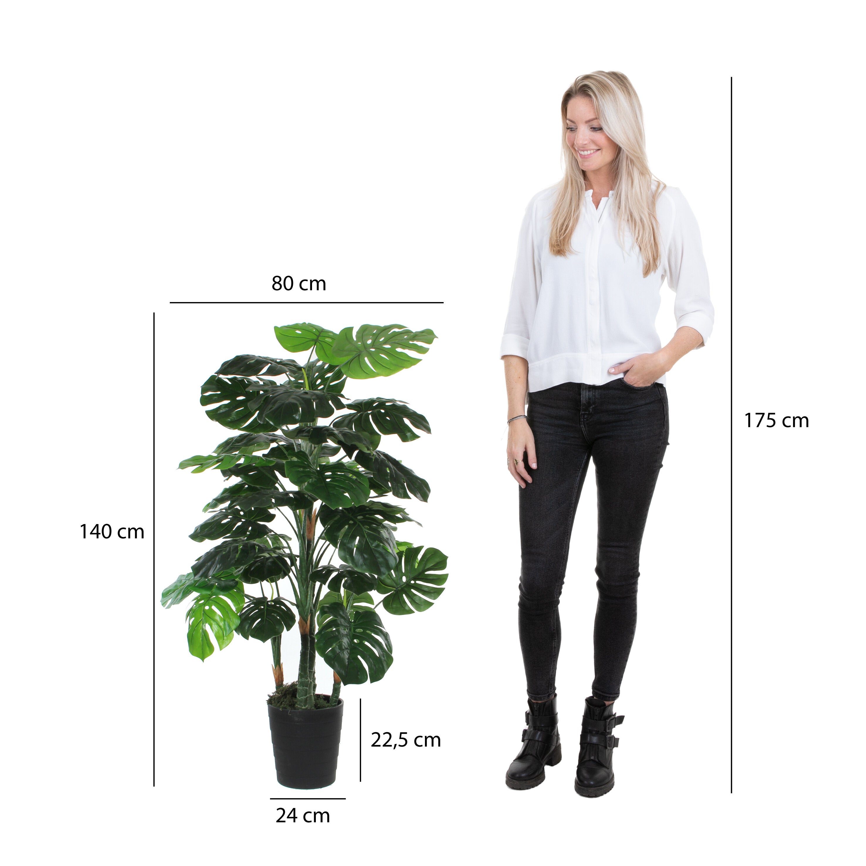 Mica Decorations Monstera in plastic pot groen - h140xd80cm