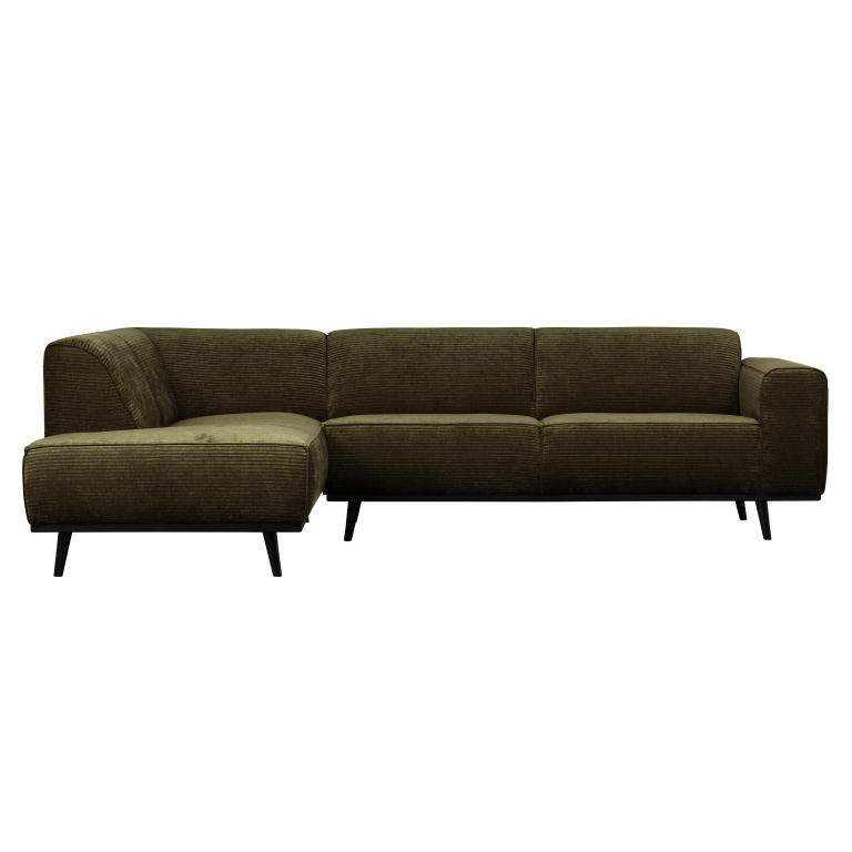 WOOOD Statement hoekbank links rib warm groen