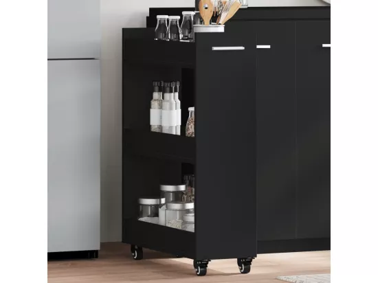 Armoire avec roues noir 60x22x79 cm bois d'ingénierie