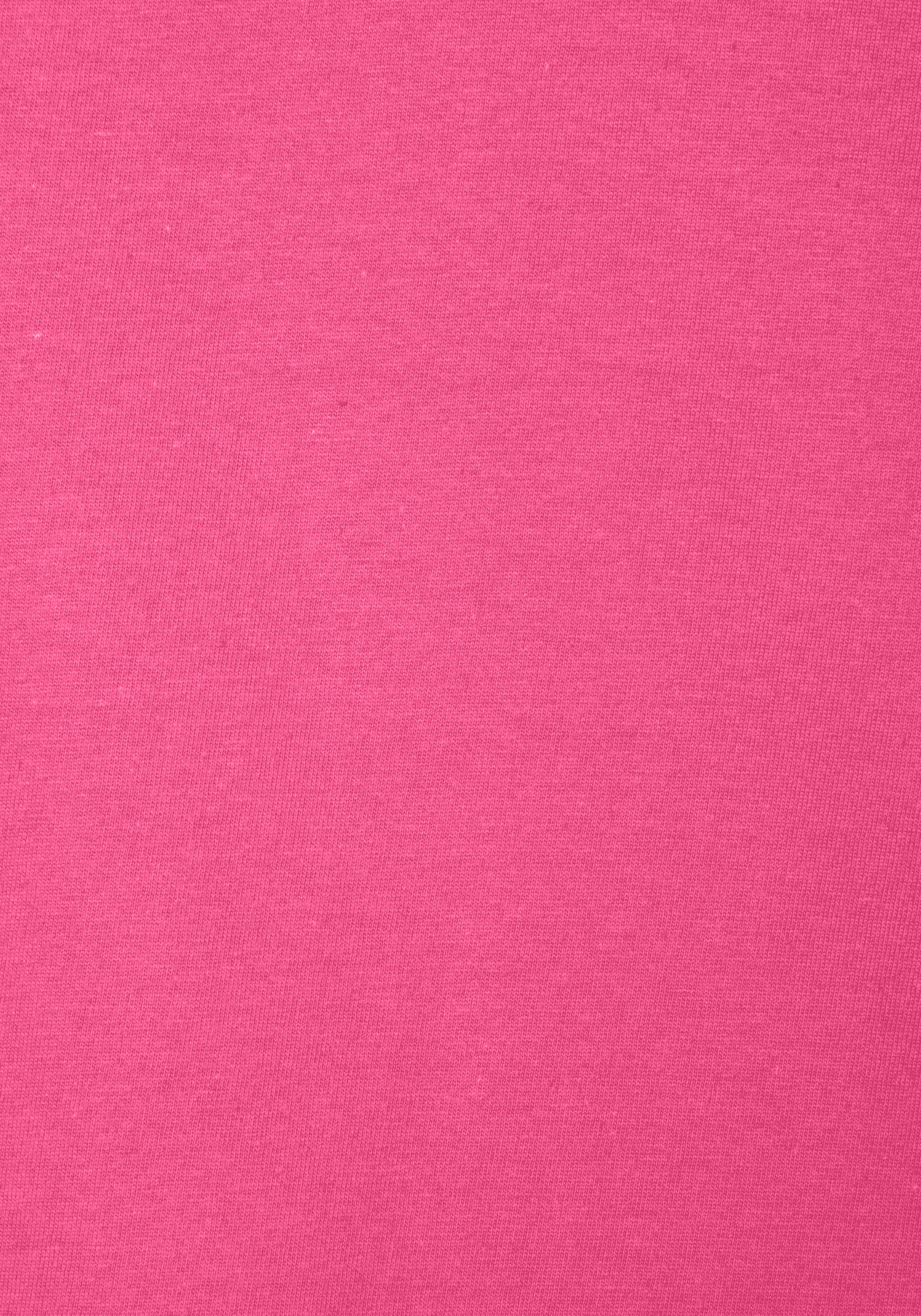 LASCANA Kurzarmshirt »mit glitzernem Strass-Design am Arm«, aus weicher Baumwoll-Qualität