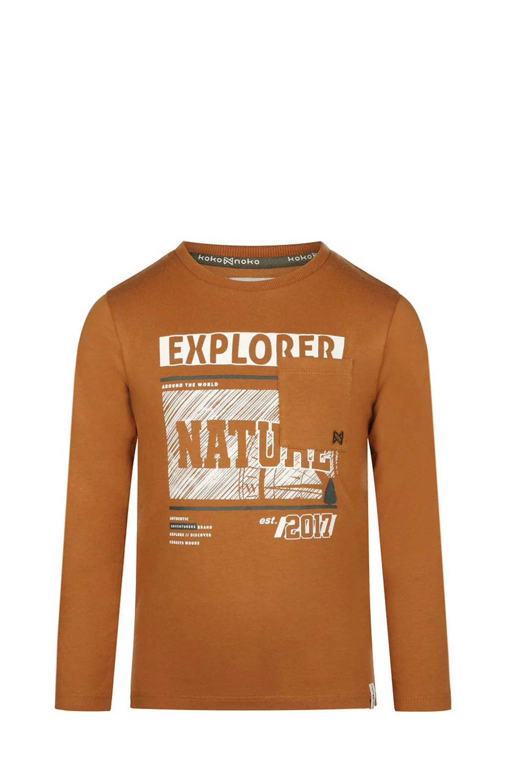 Koko Noko longsleeve met printopdruk donker oranje/wit/grijs