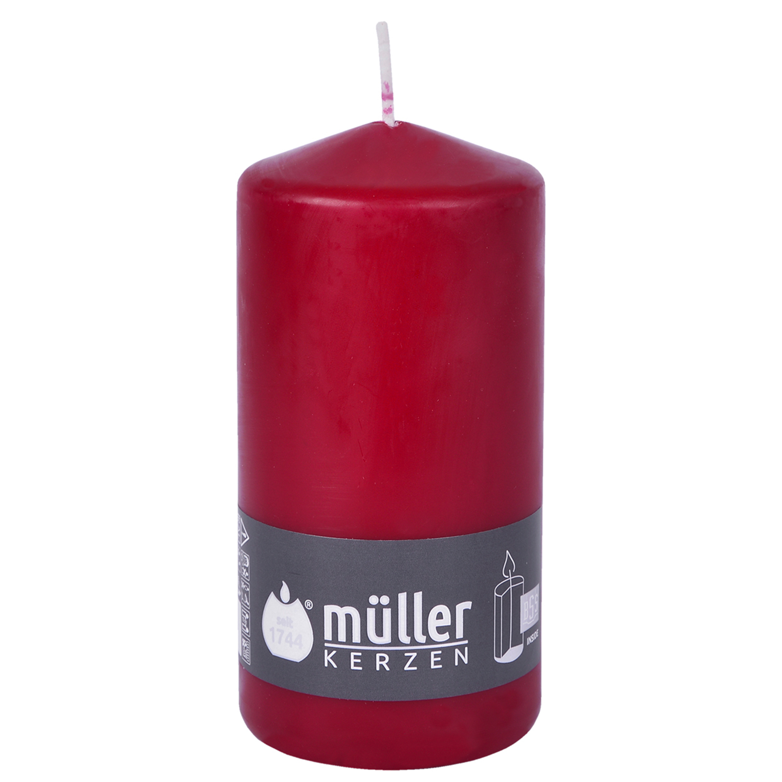 Stumpenkerze - weinrot - 13,5 cm hoch