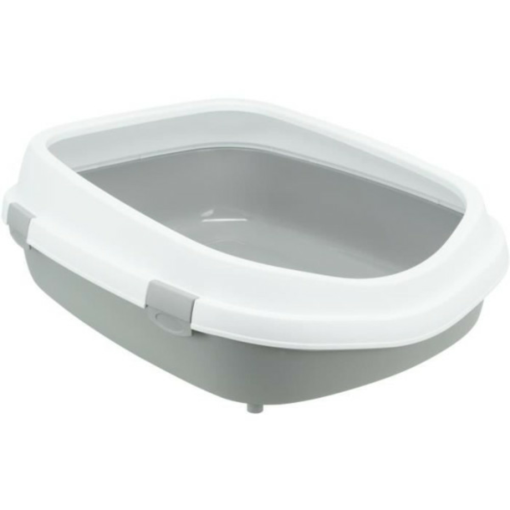 Bac a litiere primo, avec rebord - xxl - 56 x 25 x 71 cm - gris et blanc - pour chat