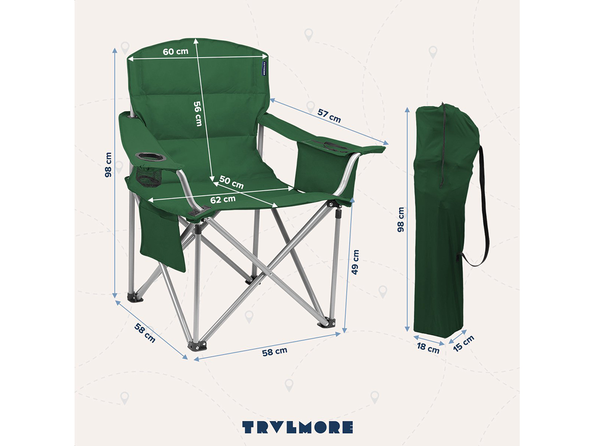 TRVLMORE XL vouwstoel met koelvak - Green