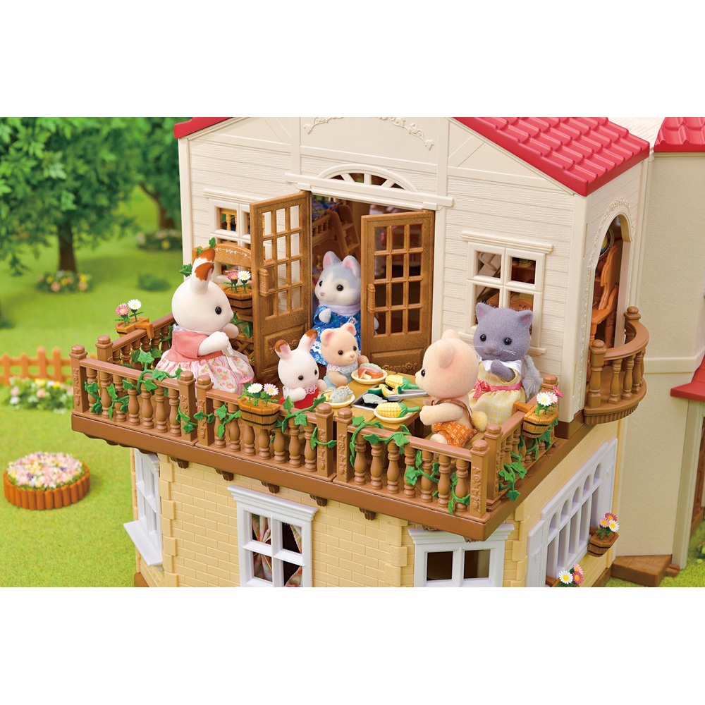 Sylvanian Families Landhaus-Geschenkset mit rotem Dach – Geheimes Dachboden-Spielzimmer