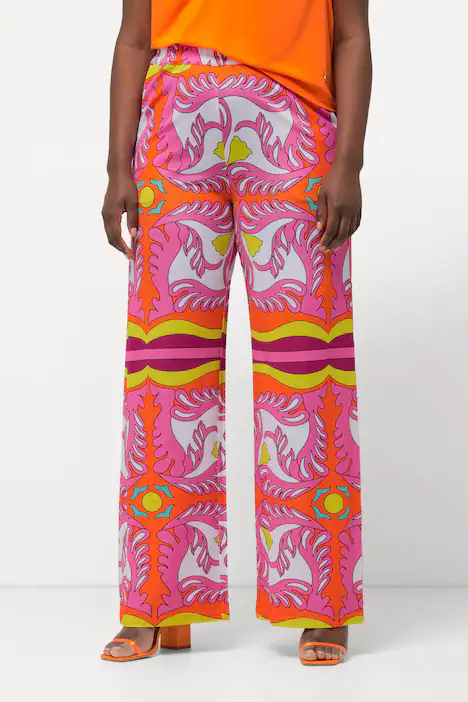 Slinkyhose, weites Bein, Piquéjersey, Elastikbund, hellorange