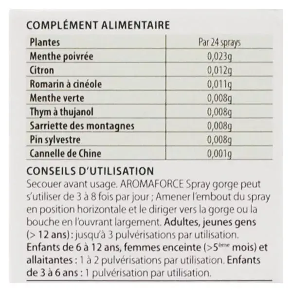 Spray para garganta orgânico Pranarom Aromaforce 15ml