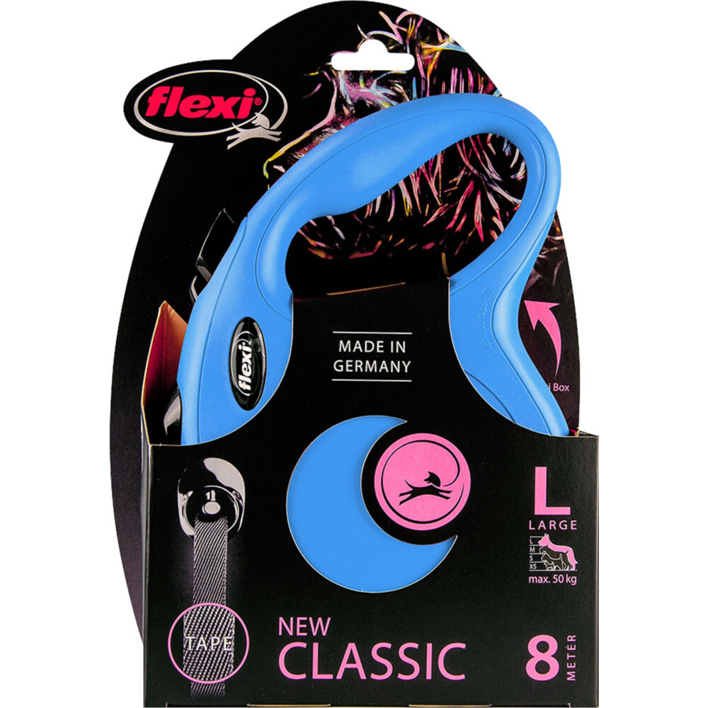 Flexi Rollijn Classic Tape 8 mtr tot 50 kg Blauw