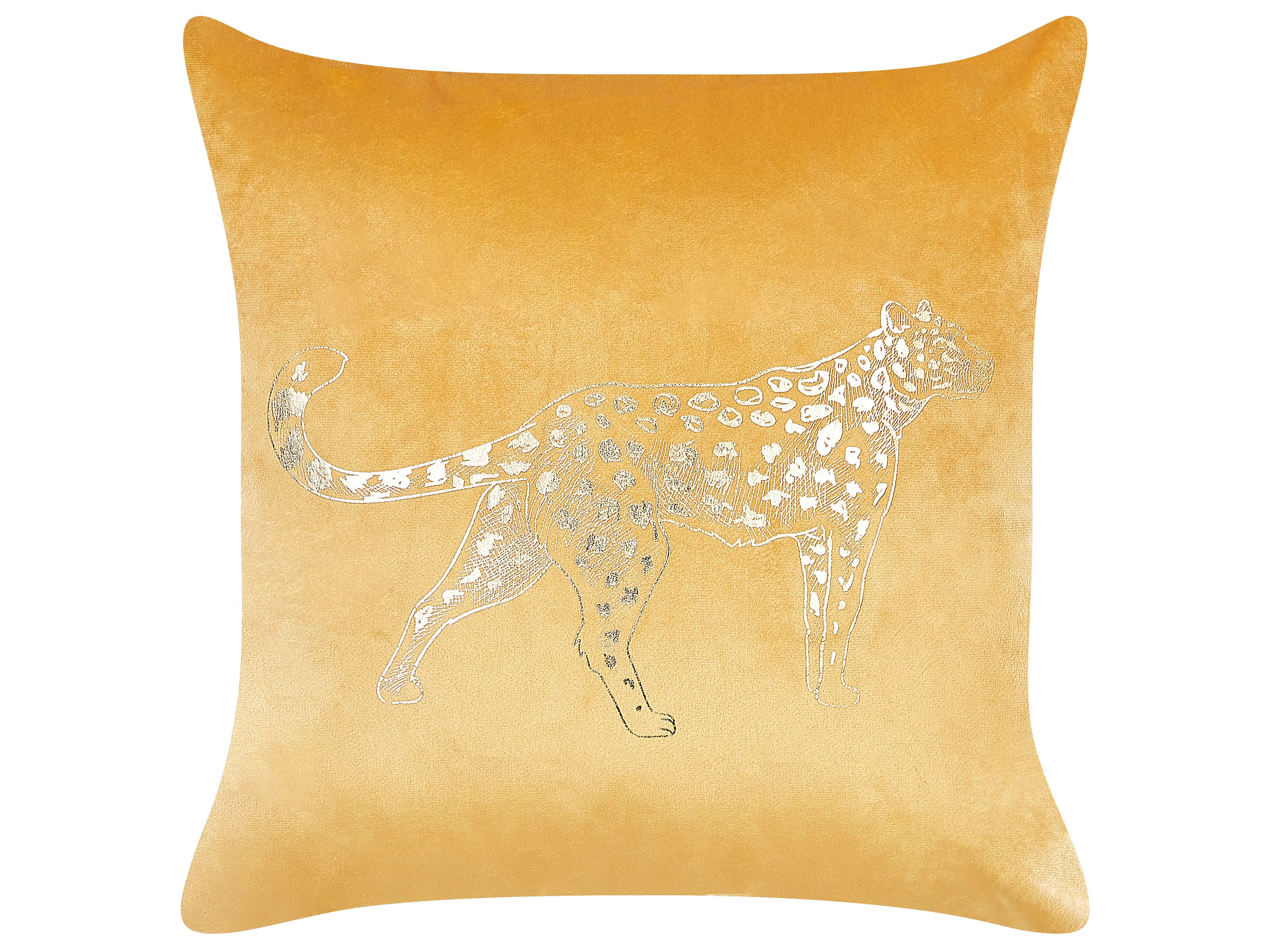 Set van 2 sierkussens MARULA Fluweel 45 x 45 cm Mosterdgeel dierenprint