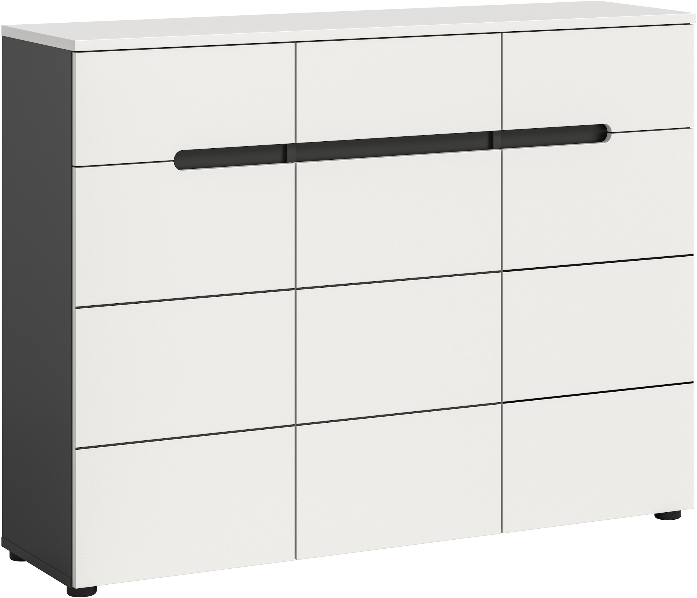 INOSIGN Garderobenschrank »REHAT, TOPSELLER!, Breite 120 cm, 3 Türen, 3 Schubkästen, 12 Fächer« in verschiedenen Farben erhältlich, Platz für ca. 24 Paar Schuhe, 1 Stk. tlg. Schuhschrank, Kommode, Schuhkommode, Anrichte, Sideboard