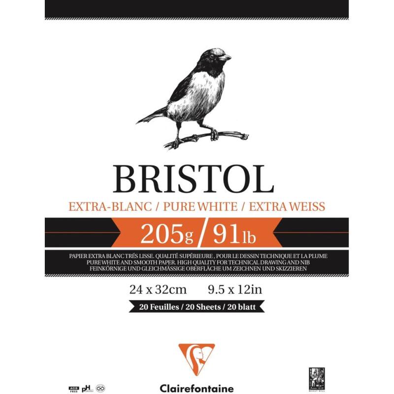 Bristol bloc collé 20F 24x32cm 205g