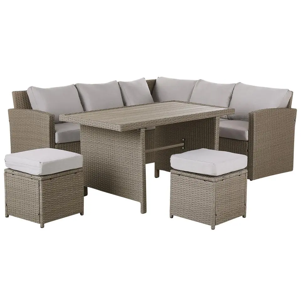 BARDI - Loungeset voor 5 - Natuurlijk - PE rotan