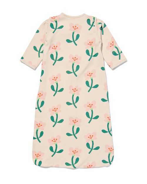 gigoteuse bébé avec manches à boutons-pression coton fleurs blanc cassé