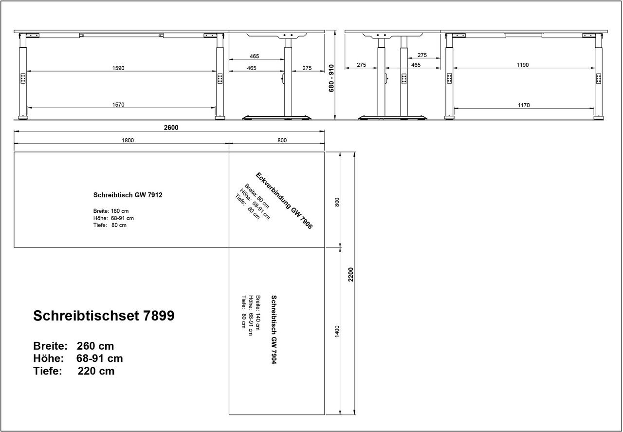 MID.YOU Eckschreibtisch MAILAND
