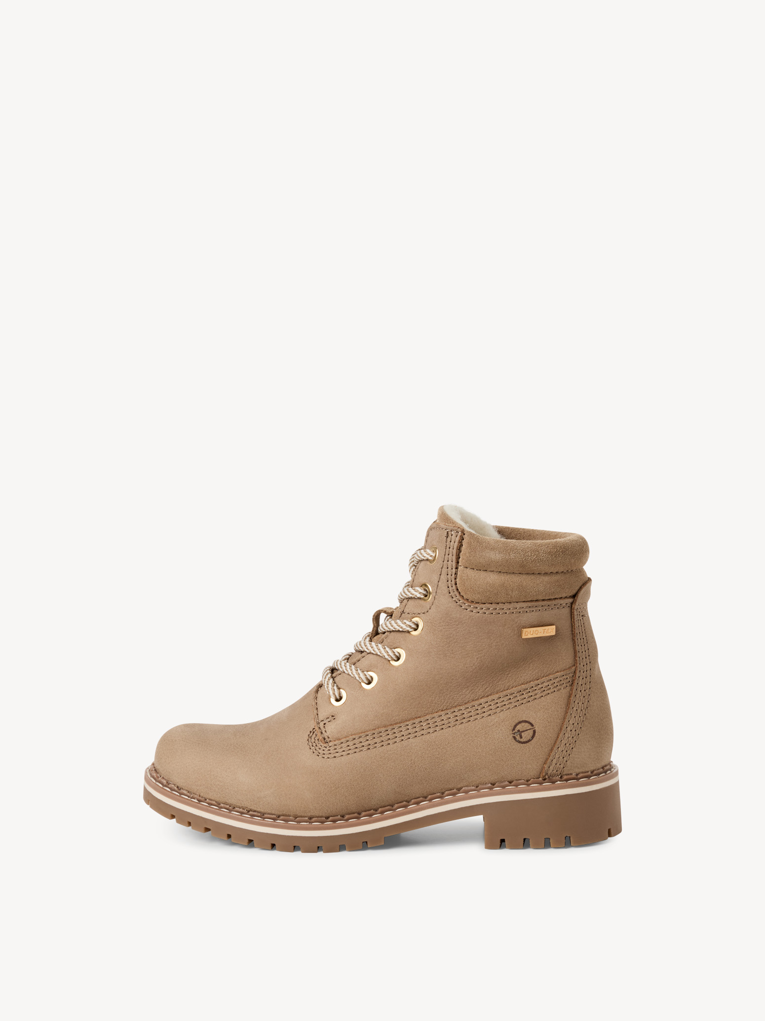 Leren Enkellaarsje - beige warme voering