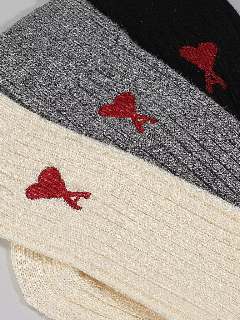 AMI PARIS Socken 3-er Pkg. offwhite/grey/black bunt
