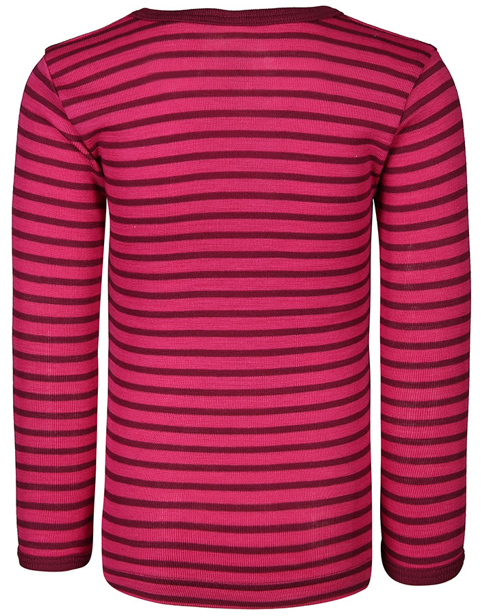 Langarm-Unterhemd STRIPES mit Seide in himbeere/orchidee