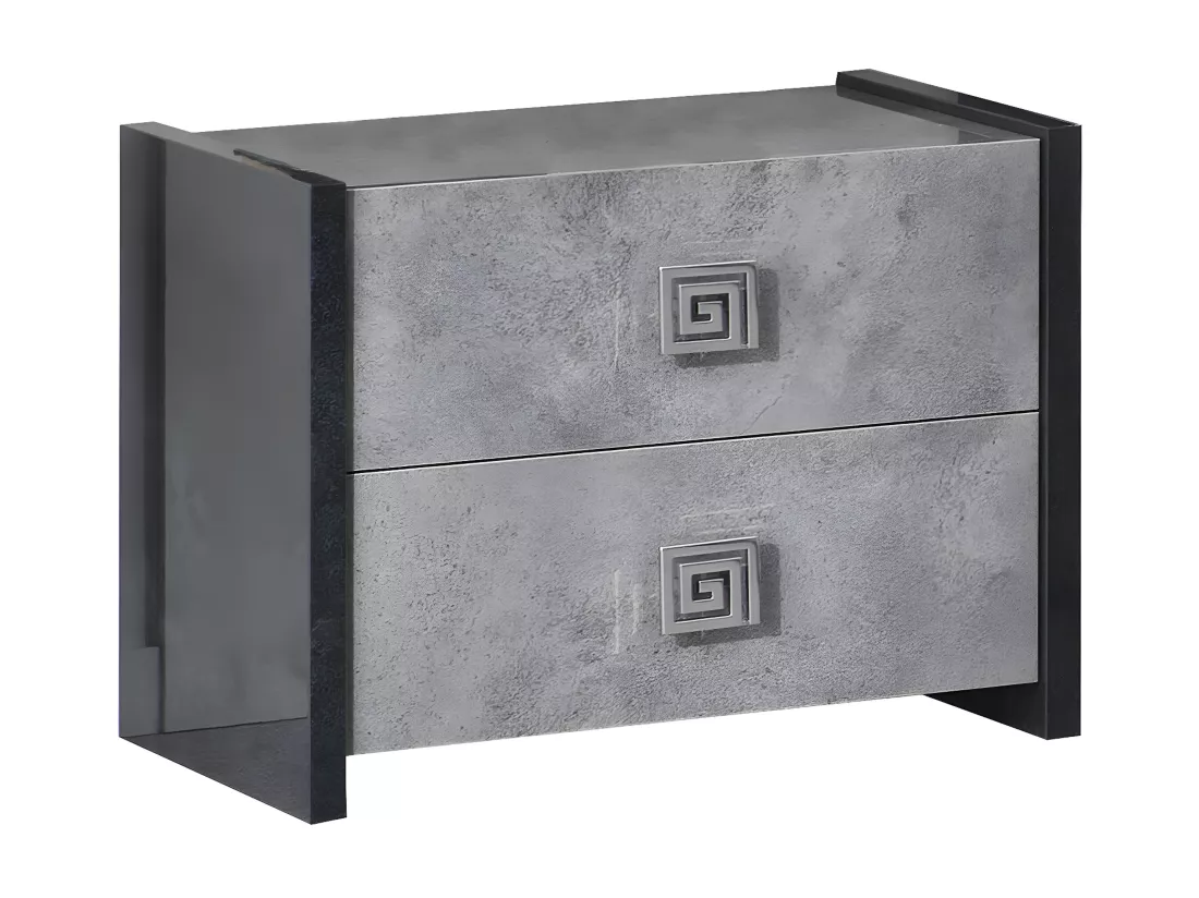 HYDE - Chambre Complète 140x190cm Gris Effet Pierre avec Leds
