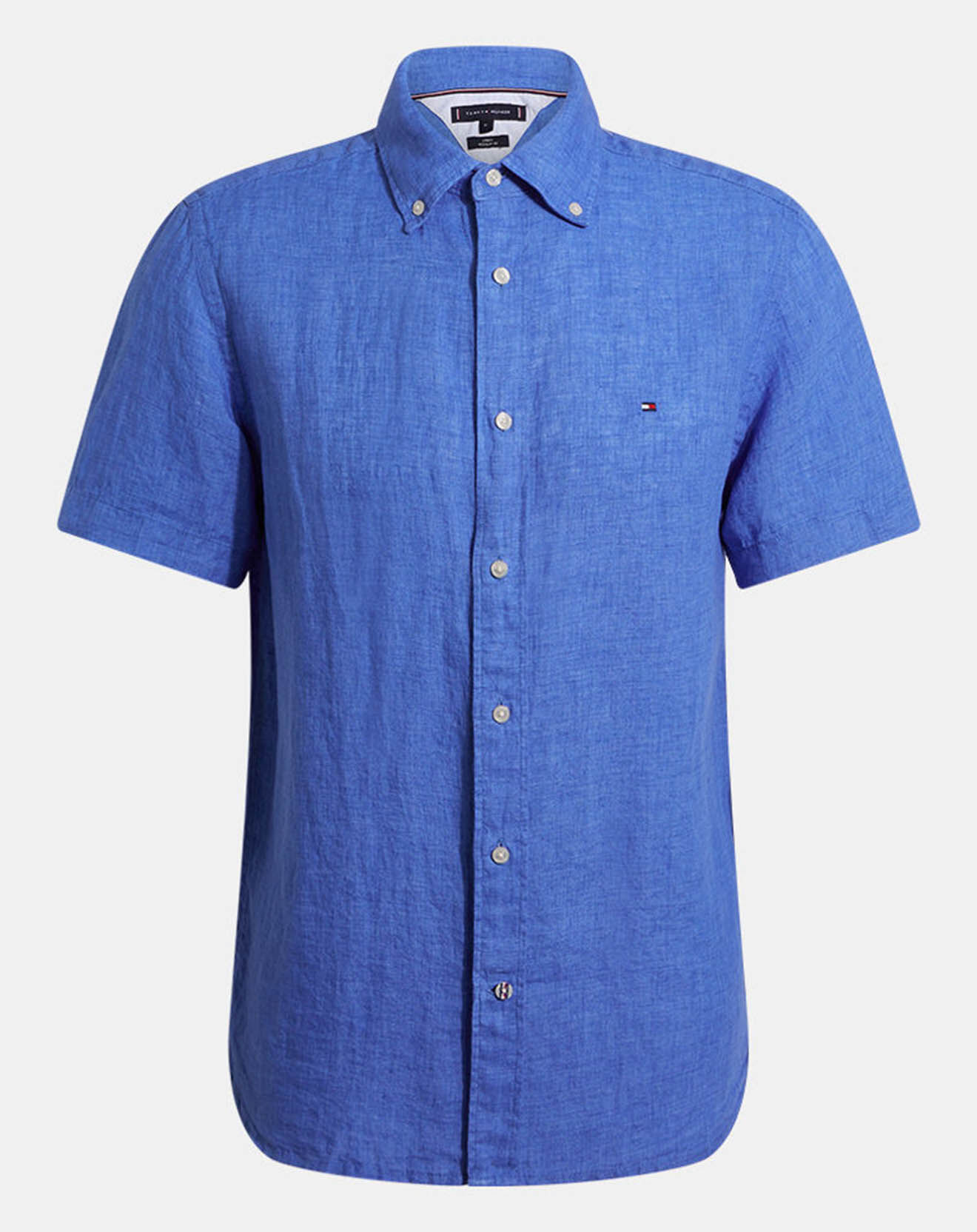 Tommy Hilfiger Chemise droite 100% Lin Pigment Dyed bleue