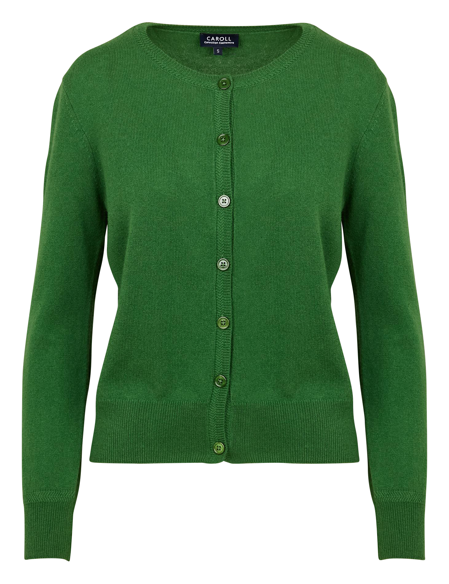 MCAROLINE - Cardigan droit col rond en cachemire | Vert