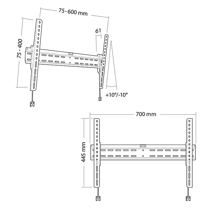 Support mural TV inclinable Erard PRAX61V600