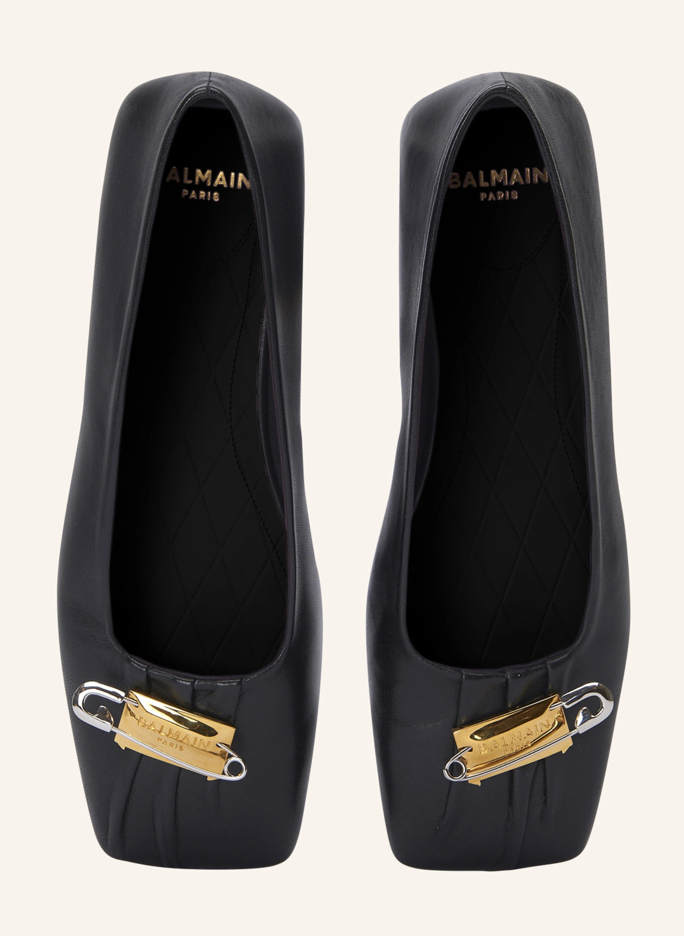 BALMAIN Ballerinas Safety Pin aus gerafftem Lammleder