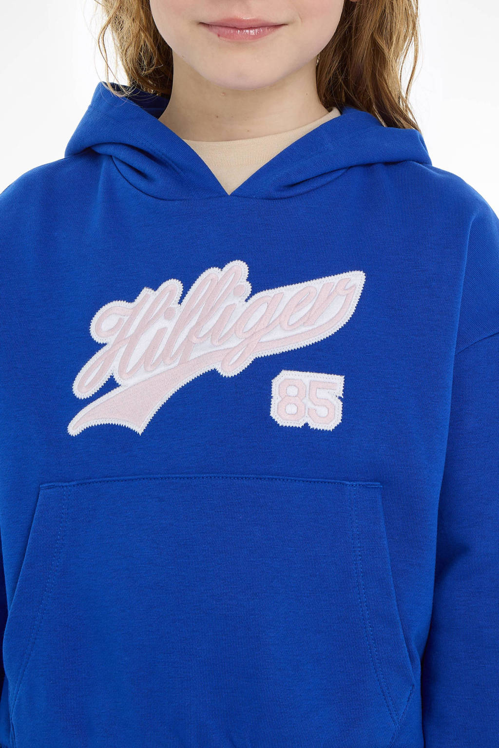 Tommy Hilfiger hoodie met tekst felblauw