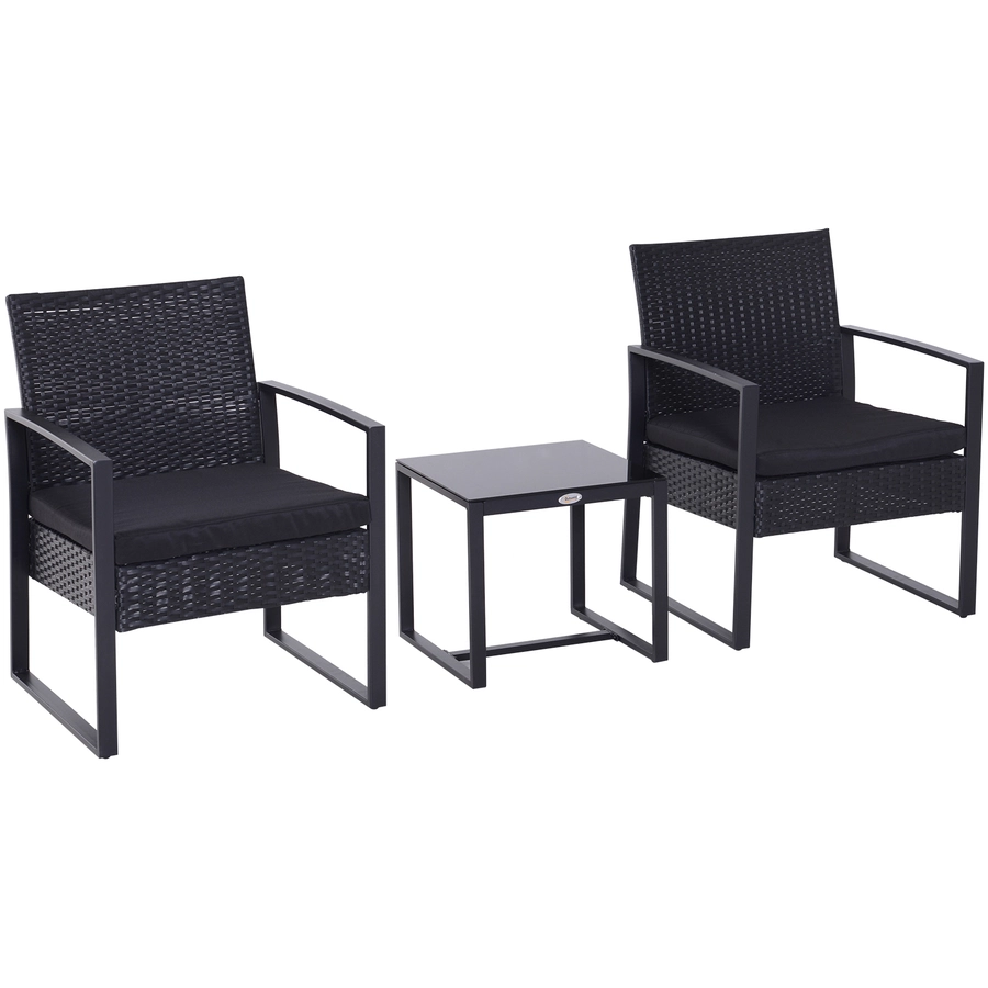 Outsunny Polyrattan Sitzgruppe als 5-tlg. Set schwarz