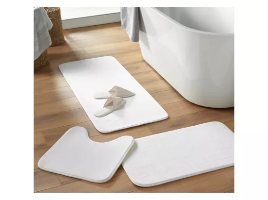 Tapis contour WC en microfibre - Blanc - 45 x 45 cm