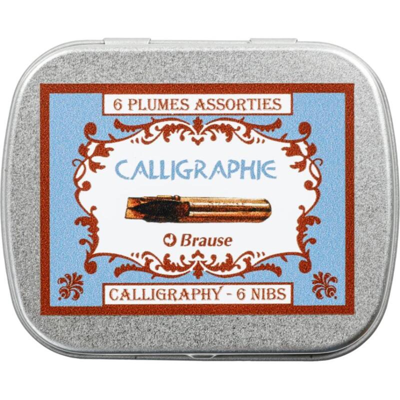 BOITE METAL 6 PLUMES CALLIGRAPHIE