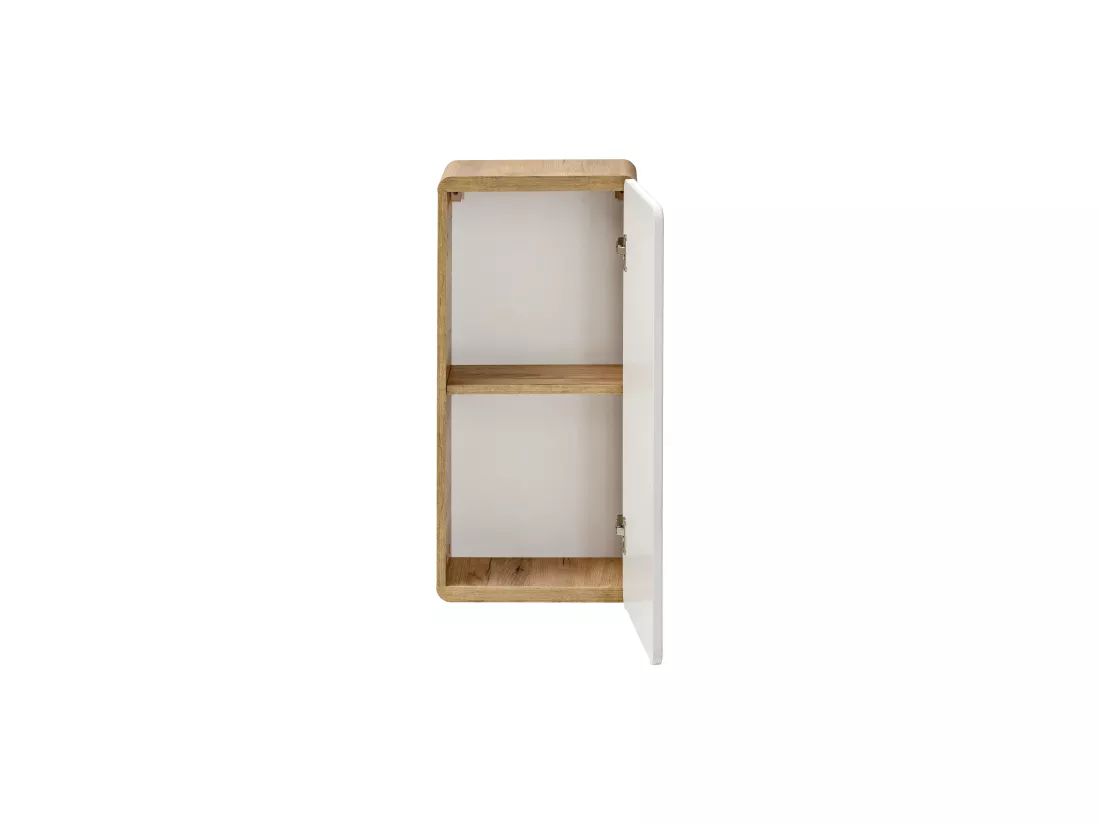Meuble de salle de bain suspendu avec vasque à encastrer et deux colonnes - 80 cm - Coloris naturel et blanc - ARUBA