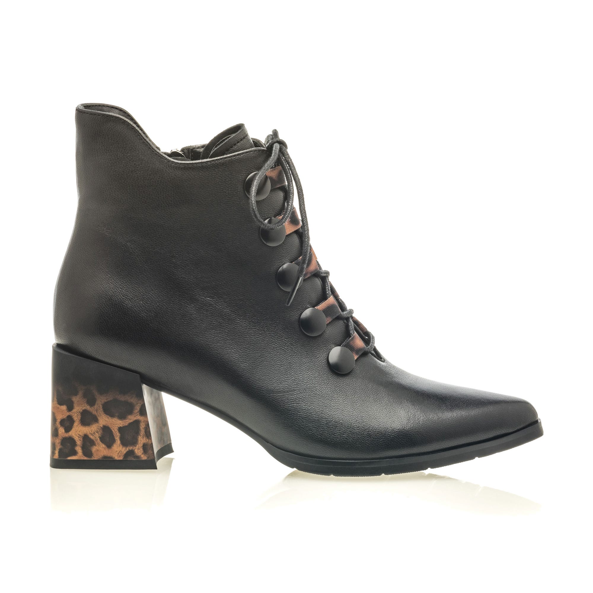 Bottines à talon Femme en cuir noir