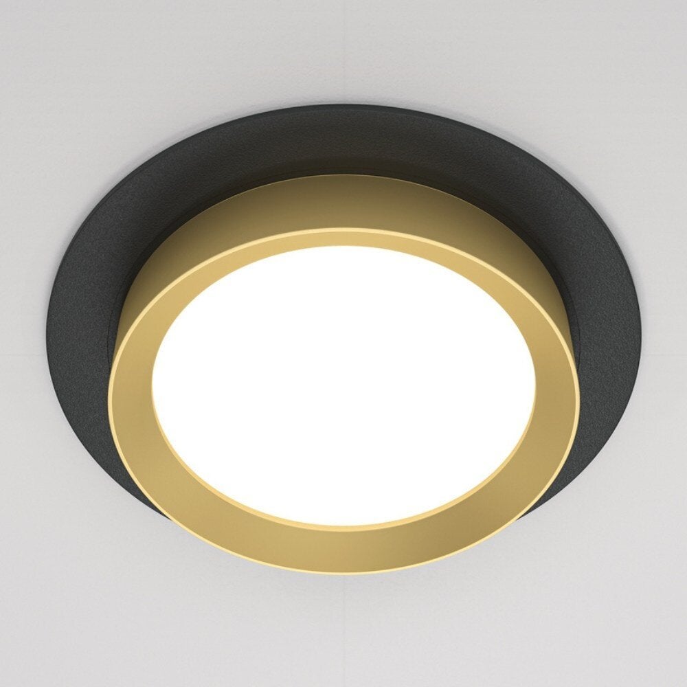 Hoop inbouwplafondlamp in zwart en goud GX53 rond