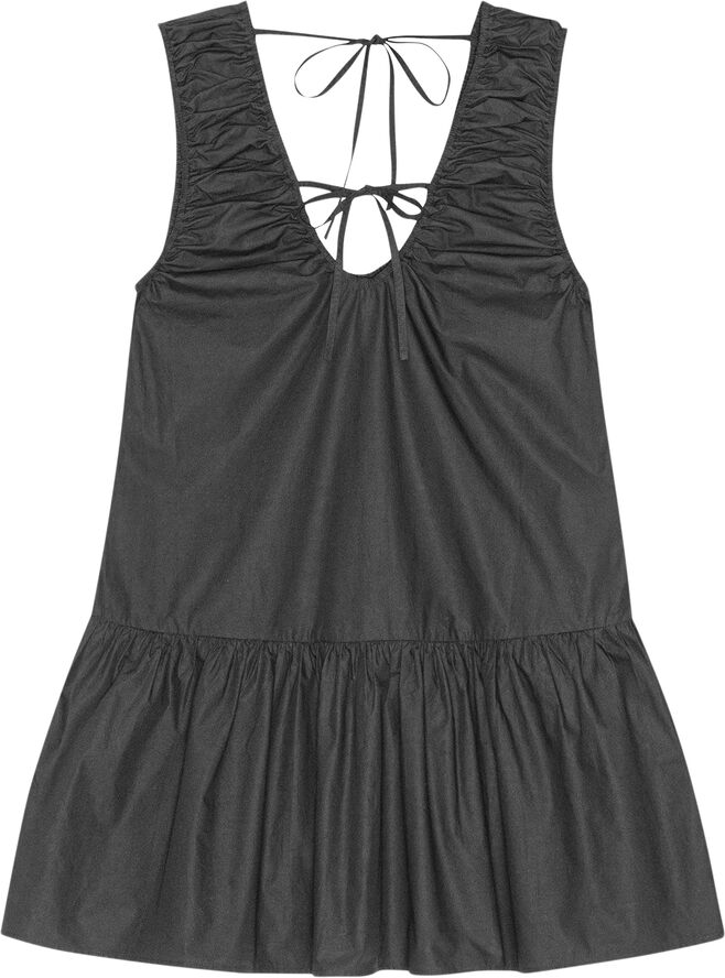 Ganni Cotton Poplin Mini Dress Black