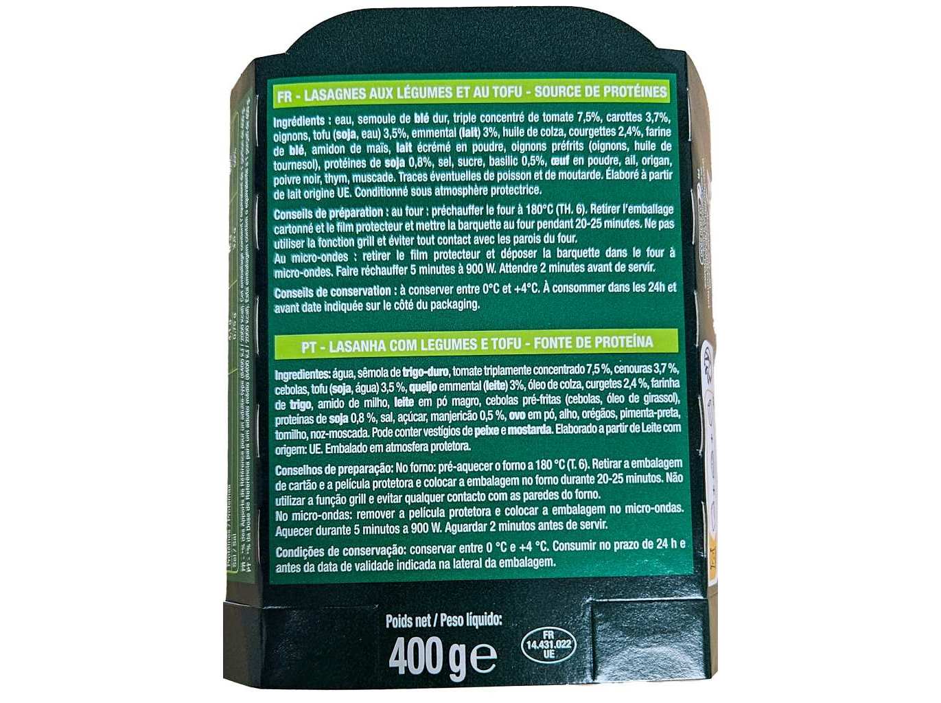 LASANHA AUCHAN VEGGIE 400 G