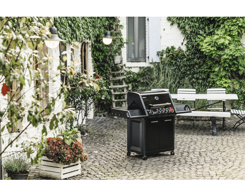 Enders Gas Grill Monroe Black Pro 4 IK Turbo All Black Edition 58 x 153,5 cm Gaszwart 4 branders Hoogwaardige hittezone Achterbrander Zijplank