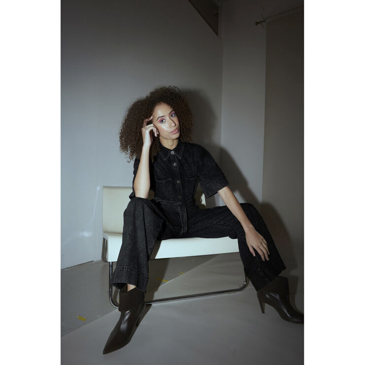 HUNKØN Mette Denim Jumpsuit Black